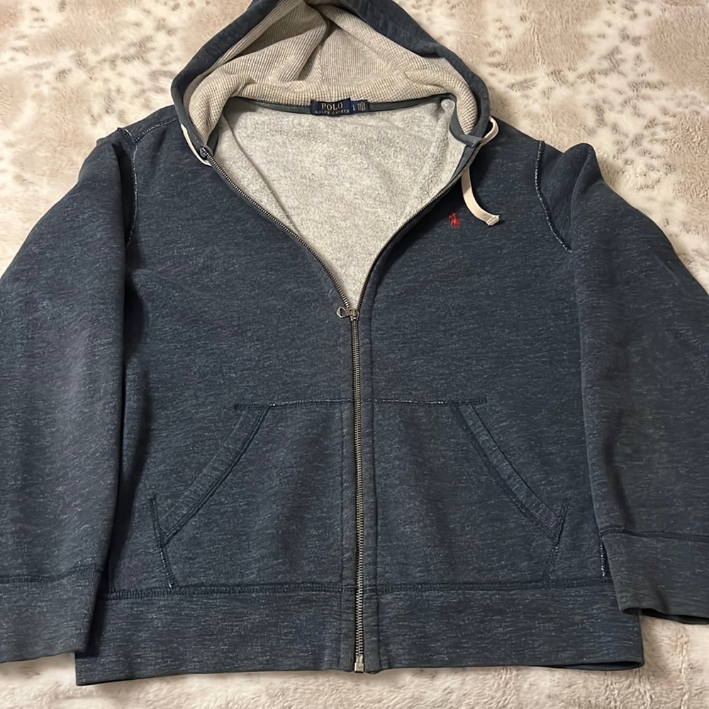 Dark blue zip up hoodie Mens Large